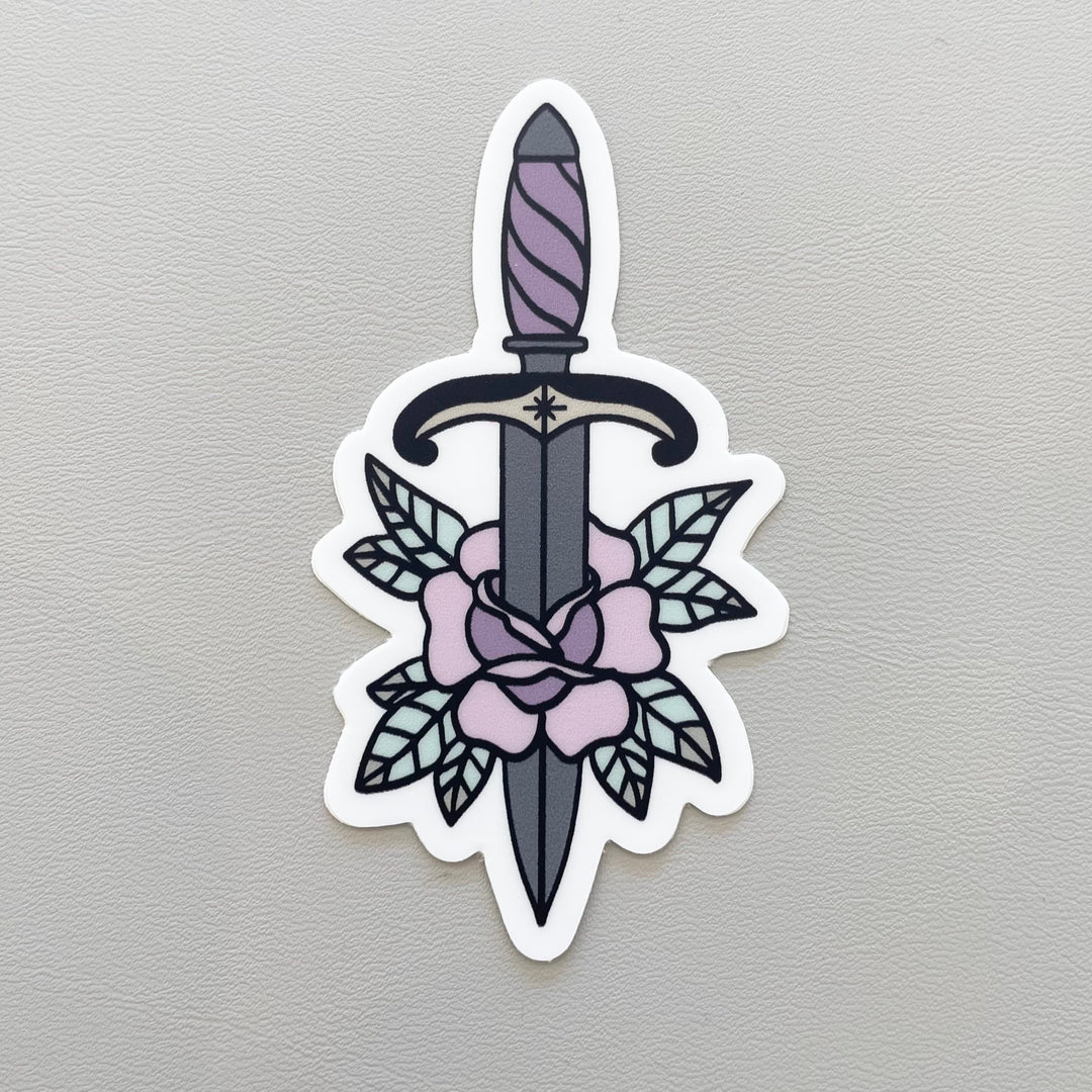 Vinyl Sticker Dagger and Rose