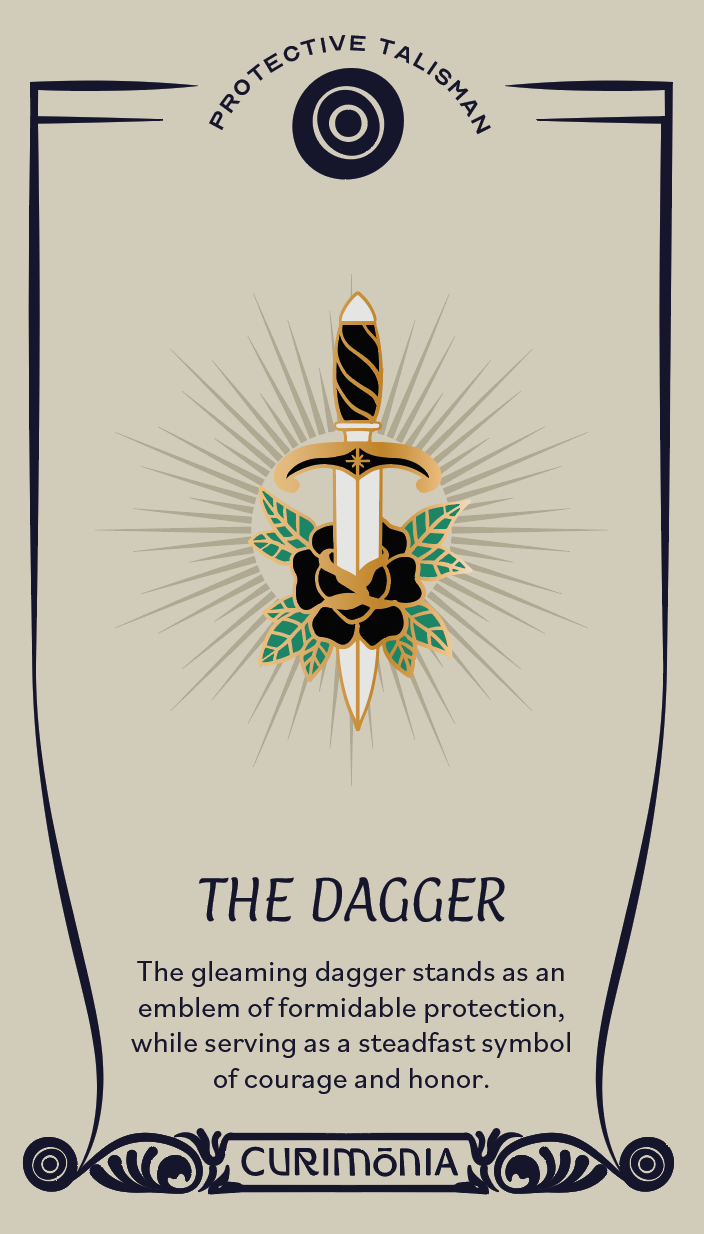 Protective Talisman Dagger and Rose Enamel Pin