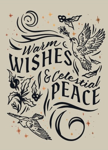 Greeting Card Warm Wishes and Celestial Peace Holiday Card